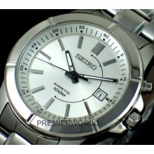 Seiko Men Kinetic Indicator Silver Dial Watch 100m Ska535p1