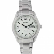 Seiko Men's 5 Automatic SKZ309K Silver Stainless-Steel Automatic Watch with White Dial