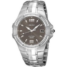 Seiko Men's Coutura Grey Dial Diamond Stainless Steel Watch Sged27