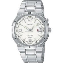 Seiko Men's Perpetual Calendar White Dial Stainless Steel SNQ075