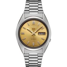 Seiko Men's Seiko 5 Automatic Gold Color Dial Stainless Steel ...