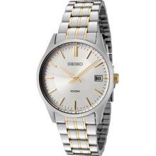 Seiko Men's Sgef03p1 Silver Dial Two-tone Stainless Steel Watch