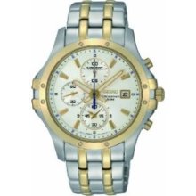 Seiko Mens SNDC98 Two Tone Stainless Steel Analog with White Dial