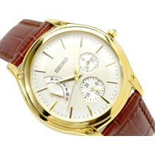 Seiko Men's Snt006 Retrograde Date Indicator Leather Watch