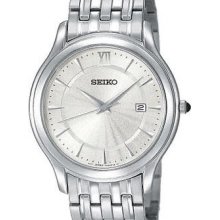 Seiko Men's Stainless Silver & White Dial SKK677