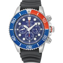 Seiko Mens Stainless Steel Blue Dial Chronograph Solar Watch