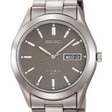 Seiko Men's Titanium Day Date Gray Face SGG707