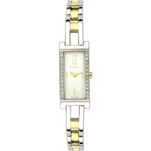 Seiko Pulsar $145 Womens 24 Dazzling Swarovski Crystals, Two-tone Watch Peg505