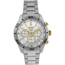 Seiko Silver Dial Stainless Steel Mens Watch SSB051