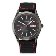 Seiko Solar Black Dial Black PVD Mens Watch SNE239