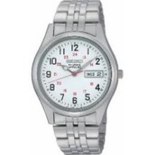 Seiko Solar White Dial Mens Watch SNE045 ...