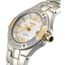 Seiko Sxd692 Coutura Diamond Mother-of-pearl Two-tone Steel Ladies Watch 50% Off