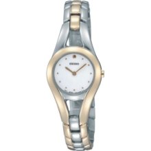 Seiko Women's Quartz Watch With White Dial And Two Tone Bracelet Sujf60p1