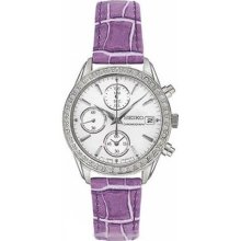 Seiko Women's Sndy17 Chronograph Swarovksi Crystal Mop Dial Purple Watch