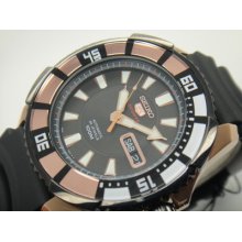 Seiko5 Sport Rose Gold Diver's Auto 100m D/d 24j Mens Watch Srp210k1