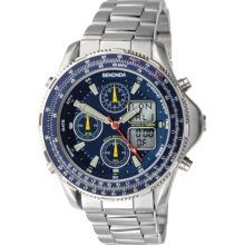 Sekonda Men's Quartz Watch With Blue Dial Analogue - Digital Display And Silver Stainless Steel Bracelet 3850.27