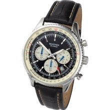 Sekonda Men's Quartz Watch With Black Dial Chronograph Display And Black Leather Strap 3408.27