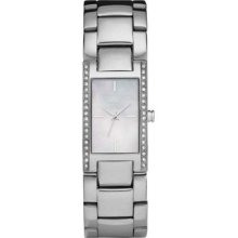 Silver Polished Mother Of Pearl Sparkling Crystals Special Women Watch Ny8223