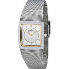 Skagen Chrome Square Dial Stainless Steel Mesh Ladies Watch O563xsgsc