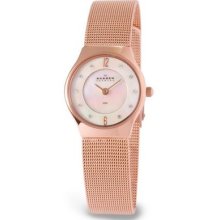 Skagen Denmark 233xsrr Rose Gold Mop Dial Ladies Watch