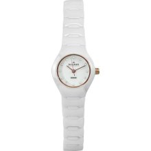 Skagen Ladies White Ceramic Watch 816Xswxrc1 With Goldtone And Crystal Accent Dial