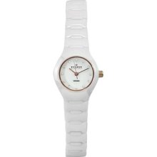 Skagen Small Face Nice White Ceramic Women's Watch Goldtone Crystal Accent Dial