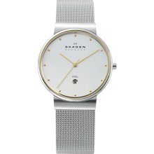 Skagen Watch - 355LGSC - Steel and Gold with Mesh Band