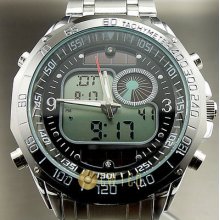 Solar Fashion Sport Chronograph Analog Digital El Men Wrist Watch Wt029