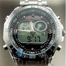 Solar Fashion Sport Chronograph Analog Digital El Men Wrist Watch Hw029