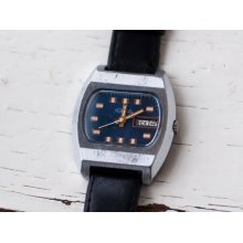 Soviet watch Russian watch Men watch Mechanical watch men's wrist USSR Vintage- blue clock face - big 