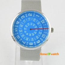 Special Blue Rotary Dial Quartz Wrist Clock Fasgion Watch Women Girls Gift