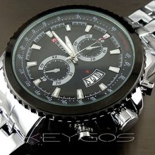 Sport Water Quartz Hours Date Hand Luxury Clock Men Steel Wrist Watch Wv186