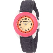 Sprout Womens Eco Friendly Analog Resin Watch - Black Cotton Strap - Wood Dial - ST/1040PKIVGY