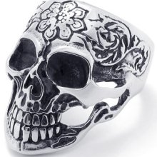 Stainless Steel Heavy Metal Skull Ring for Rockers, Motor Bikers, Gift for Boyfriends