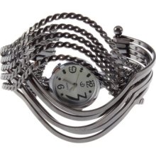Stainless Steel Lady Women Silver Grey Bangle Bracelet Quartz Wrist Watch Mm