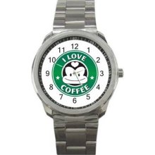 Starbucks Coffee Parody Unisex Silver-Tone Sports Metal Watch 03