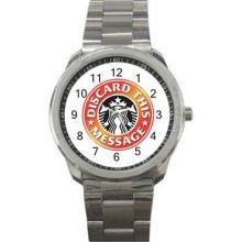 Starbucks Coffee Parody Unisex Silver-Tone Sports Metal Watch 15