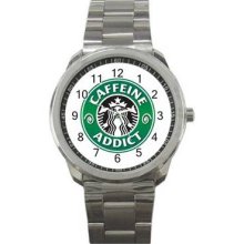 Starbucks Coffee Parody Unisex Silver-Tone Sports Metal Watch 07