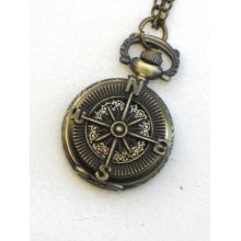 Steampunk - ADVENTURER COMPASS Pocket Watch - Necklace - Antique Brass - Neo Victorian - By GlazedBlackCherry