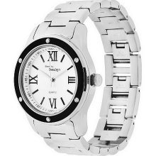 Steel by Design Enamel Bezel Round Case Bracelet Watch - Black - One Size