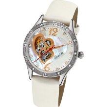 Stuhrling 196a Women Lifestyles Harmony Auto Skeleton Mop White/silvertone Watch