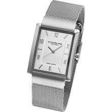 Stuhrling 325 Men's Newberry Plaza Swiss Quartz Silvertone/white Mesh Watch