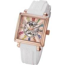 Stuhrling 341 134614 Ladies Ozzie Skeleton Auto Rosetone Rubber Womens Watch