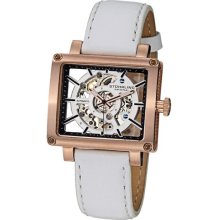 Stuhrling Original 258 Womans Lady Axis Mechanical Skeleton Rosetone/white Watch