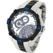 Stuhrling Original 264XB.332D210.LE Mens Gen-X Limited Edition Stainless Steel Case Black Bezel Blue and Gray Dial Steel and Black Bracelet