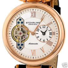 Stuhrling Original Emperor Men's Open Heart Automatic Dual Time Watch 127.33452