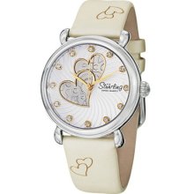 Stuhrling Original Watches Women's Silver Tone Dial White Leather Whi