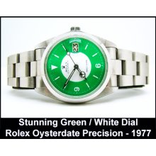 Stunning Green / White Dial Rolex Oysterdate Precision - 1977 (rolex Ref: 6694)