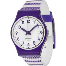 Swatch Purple Tracks White Dial Purple Plastic Ladies Watch Lv116