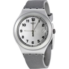 Swatch Silver Effect Grey Silicone Ladies Watch YGS4032